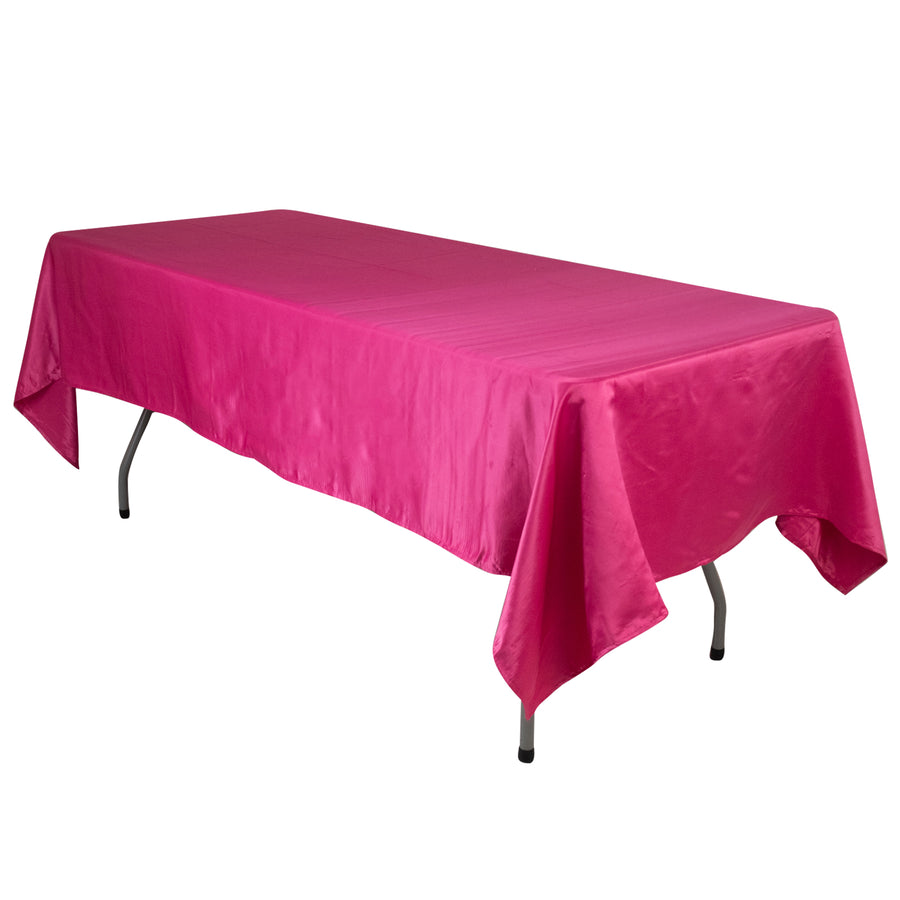 60"x102" Fuchsia Lamour Satin Rectangle Tablecloth