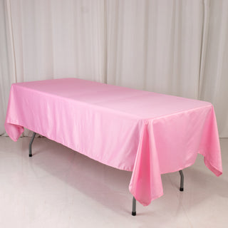 <strong>Sophisticated Pink Lamour Satin Rectangular Tablecloth</strong> <strong>Sophisticated Pink Lamour Satin Rectangular Tablecloth</strong>