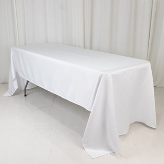 <strong>White Lamour Satin Rectangle Tablecloth</strong> <strong>White Lamour Satin Rectangle Tablecloth</strong>
