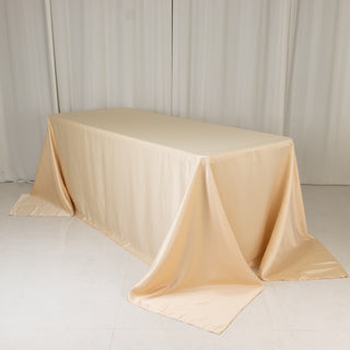 <strong>Luxurious Beige Lamour Satin Rectangle Tablecloth</strong> <strong>Luxurious Beige Lamour Satin Rectangle Tablecloth</strong>