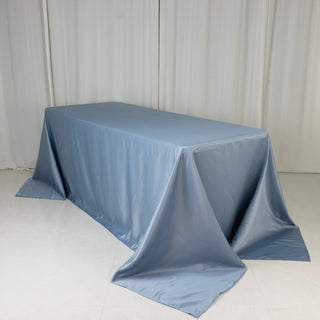 <strong>Luxurious Dusty Blue Lamour Satin Rectangle Tablecloth</strong> <strong>Luxurious Dusty Blue Lamour Satin Rectangle Tablecloth</strong>