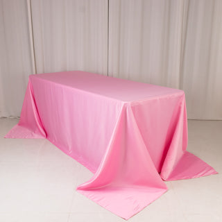 <strong>Luxurious Pink Lamour Satin Rectangle Tablecloth</strong> <strong>Luxurious Pink Lamour Satin Rectangle Tablecloth</strong>