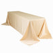 Beige Seamless Lamour Satin Rectangle Tablecloth - 90x156inch for 8 Foot Table