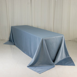 <strong>Luxurious Dusty Blue Lamour Satin Rectangle Tablecloth 90"x156"</strong> <strong>Luxurious Dusty Blue Lamour Satin Rectangle Tablecloth 90"x156"</strong>