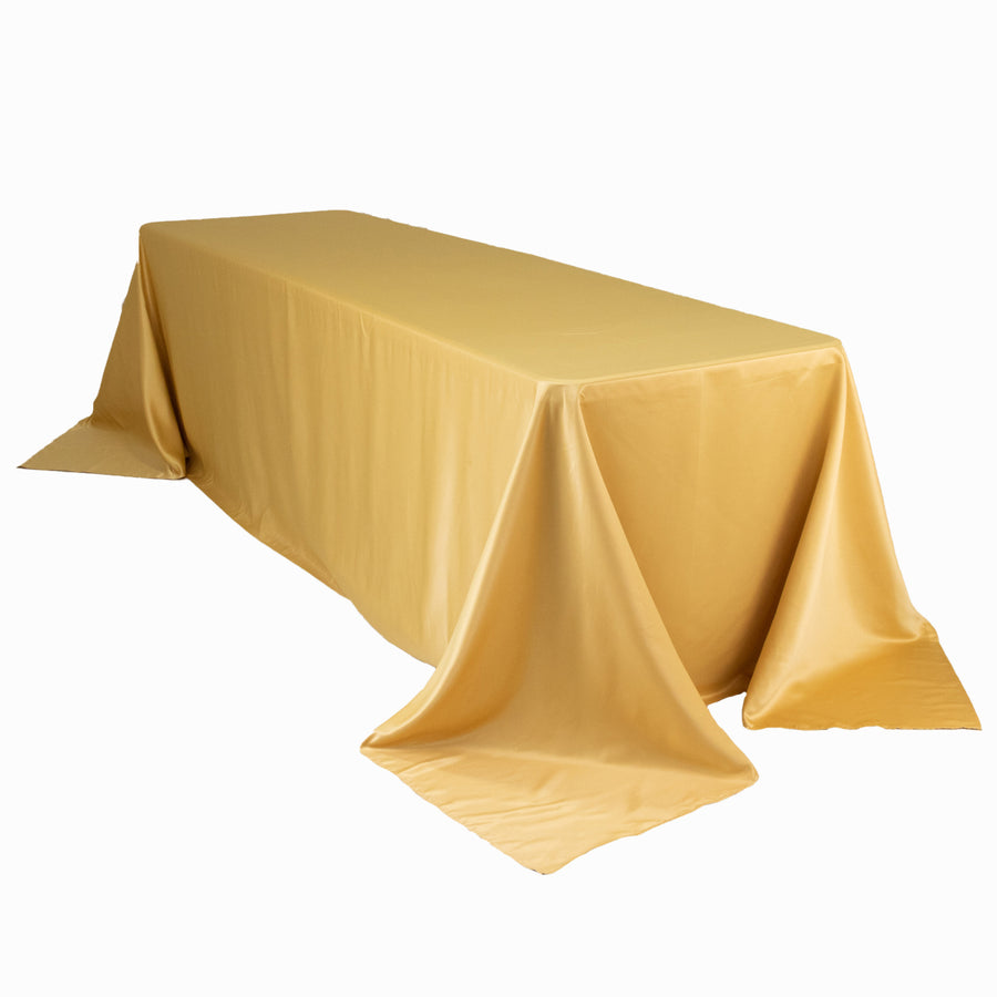 Champagne Seamless Lamour Satin Rectangle Tablecloth - 90x156inch for 8 Foot Table
