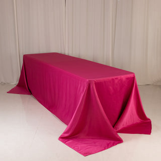 <strong>Luxurious Fuchsia Lamour Satin Rectangle Tablecloth 90"x156"</strong> <strong>Luxurious Fuchsia Lamour Satin Rectangle Tablecloth 90"x156"</strong>
