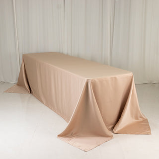 <strong>Luxurious Nude Lamour Satin Rectangle Tablecloth 90"x156"</strong> <strong>Luxurious Nude Lamour Satin Rectangle Tablecloth 90"x156"</strong>