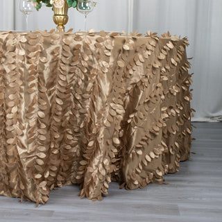 Enhance Your Event Decor with the Taupe 3D Leaf Petal Taffeta Tablecloth
