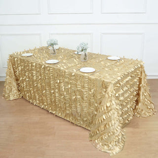 Champagne Leaf Petal Taffeta Seamless Rectangle Tablecloth Champagne Leaf Petal Taffeta Seamless Rectangle Tablecloth