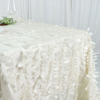 Elevate Your Tablescapes with the Ivory Leaf Petal Taffeta Tablecloth Elevate Your Tablescapes with the Ivory Leaf Petal Taffeta Tablecloth