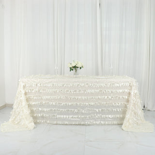 Ivory Leaf Petal Taffeta Tablecloth for Elegant Event Decor Ivory Leaf Petal Taffeta Tablecloth for Elegant Event Decor