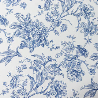 Blue floral pattern design on white background.