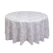 Polyester 120inch Round Tablecloth White - Lavender Lilac French Toile Pattern for Chic Weddings