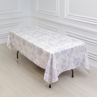 <strong>Sophisticated White Polyester Rectangular Tablecloth with Black French Toile Pattern </strong> <strong>Sophisticated White Polyester Rectangular Tablecloth with Black French Toile Pattern </strong>