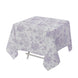 Polyester 70x70inch Square Tablecloth White - Lavender Lilac French Toile Pattern Elegant Occasion