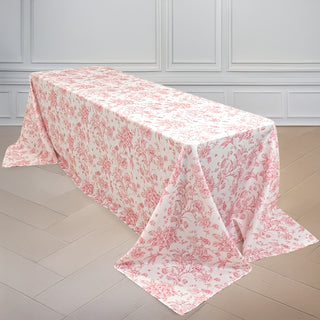 The Timeless Elegance Of White And Pink French Toile Rectangular Tablecloth The Timeless Elegance Of White And Pink French Toile Rectangular Tablecloth