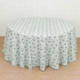 Dusty Sage Green Floral Polyester Round Tablecloth - 120inch
