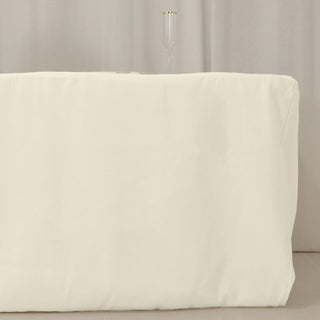 <strong>Sleek & Wrinkle-Free Ivory Fitted Rectangle Tablecloth</strong> <strong>Sleek & Wrinkle-Free Ivory Fitted Rectangle Tablecloth</strong>