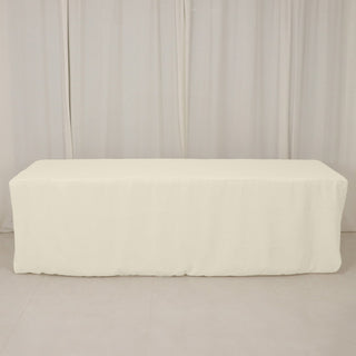 <strong>Premium Ivory Fitted Premium Polyester Rectangle Tablecloth</strong> <strong>Premium Ivory Fitted Premium Polyester Rectangle Tablecloth</strong>