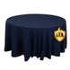 Navy Blue Seamless Polyester Round Tablecloth 120inch Inherently Flame Retardant Table Cover