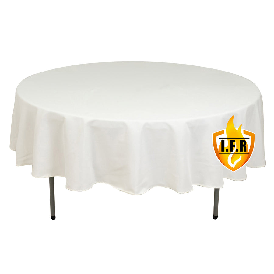 90" Fire Retardant Ivory Tablecloth Premium Polyester Round Table Cover