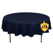 90" Fire Retardant Navy Blue Tablecloth Premium Polyester Round Table Cover