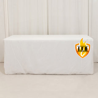 White table cover with logo for event use