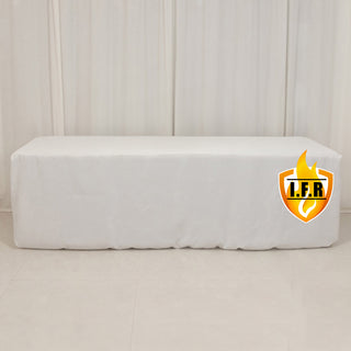 White table cover with logo on a plain background