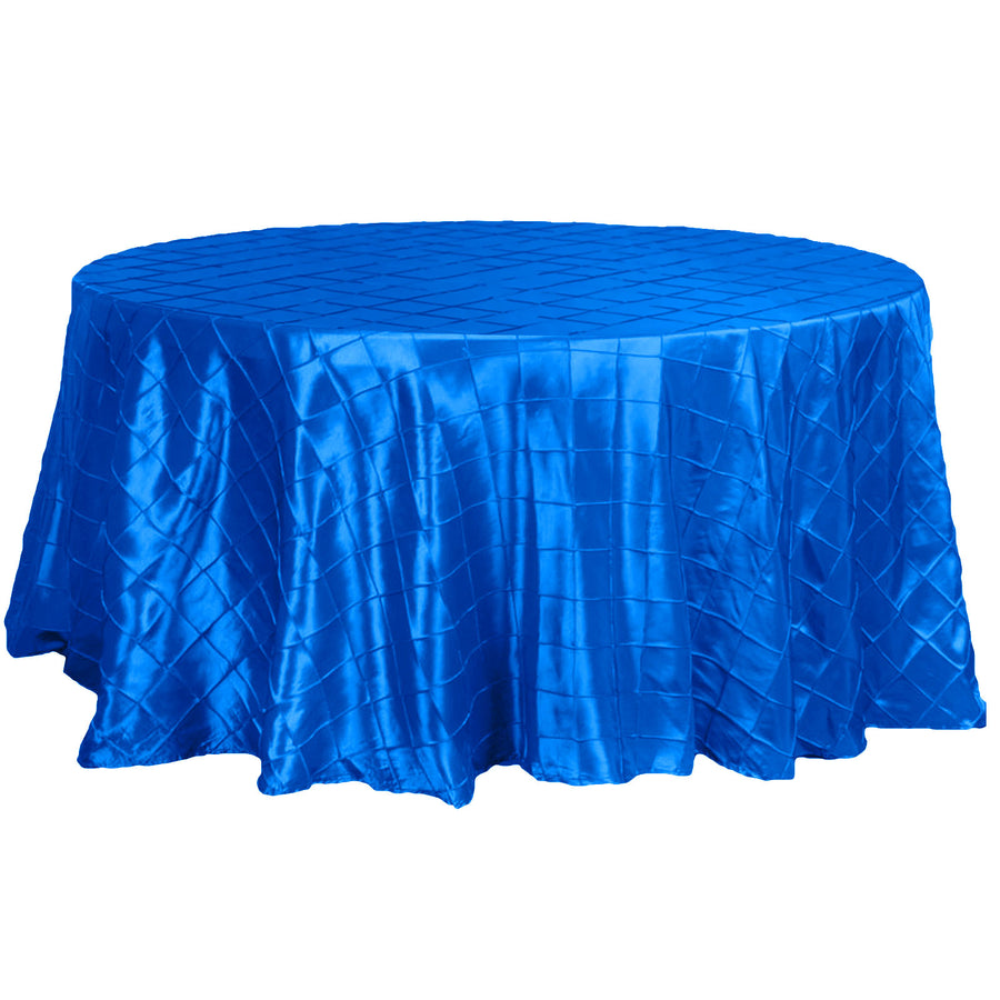 120" Royal Blue Pintuck Round Tablecloth#whtbkgd