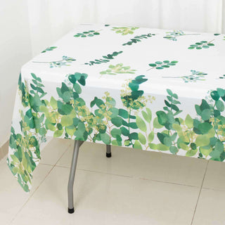 White Green Rectangular Plastic Tablecloth White Green Rectangular Plastic Tablecloth