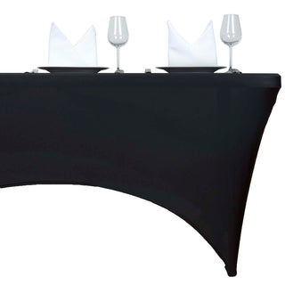 Premium Quality Black Rectangular Stretch Spandex Tablecloth