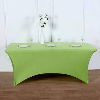 Elevate Your Event Decor with the 6ft Apple Green Rectangular Stretch Spandex Tablecloth Elevate Your Event Decor with the 6ft Apple Green Rectangular Stretch Spandex Tablecloth