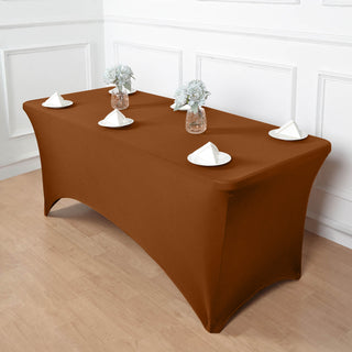 Unleash Your Creativity with the Cinnamon Brown Spandex Stretch Fitted Rectangular Tablecloth