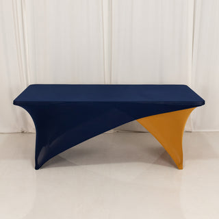 Blue and orange table cover with unique design