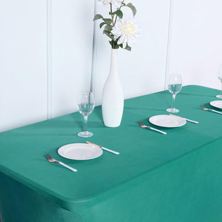 Versatile and Stylish Event Decor with the 6ft Peacock Teal Rectangular Stretch Spandex Tablecloth