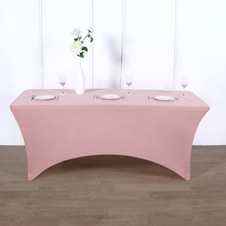 Elevate Your Event with the 8ft Dusty Rose Rectangular Stretch Spandex Tablecloth Elevate Your Event with the 8ft Dusty Rose Rectangular Stretch Spandex Tablecloth
