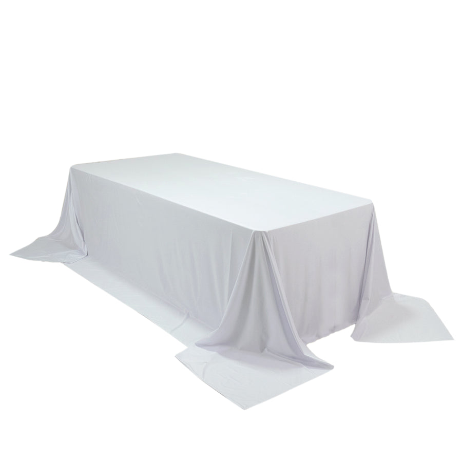 White tablecloth draped elegantly over a long table