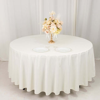 Versatile Dining Solutions with Ivory Premium Scuba Round Tablecloth Versatile Dining Solutions with Ivory Premium Scuba Round Tablecloth