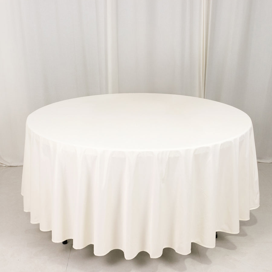 108" Ivory Premium Scuba Round Tablecloth, Wrinkle Free Polyester Tablecloth