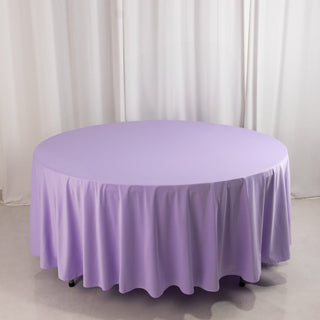 <strong>Premium 108" Round Lavender Lilac Scuba Tablecloth</strong> <strong>Premium 108" Round Lavender Lilac Scuba Tablecloth</strong>