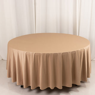 <strong>Premium 108" Round Nude Scuba Tablecloth</strong> <strong>Premium 108" Round Nude Scuba Tablecloth</strong>