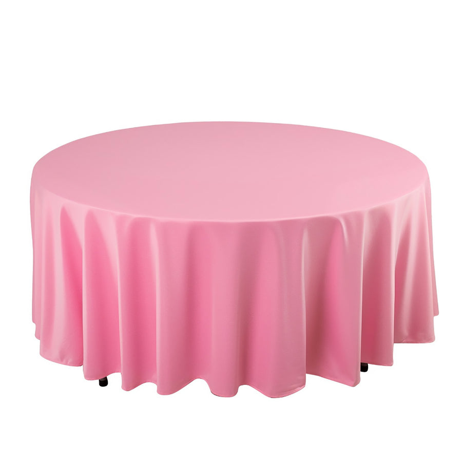 108" Pink Premium Scuba Round Tablecloth, Wrinkle Free Polyester Tablecloth