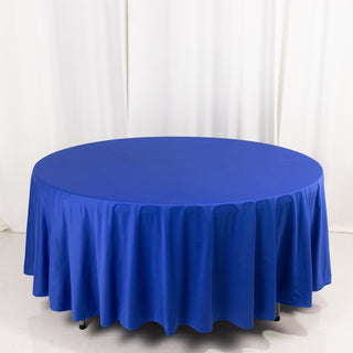 <strong>Premium 108" Round Royal Blue Scuba Tablecloth</strong> <strong>Premium 108" Round Royal Blue Scuba Tablecloth</strong>
