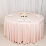 120inch Blush Premium Scuba Wrinkle Free Round Tablecloth, Seamless Scuba Polyester Tablecloth