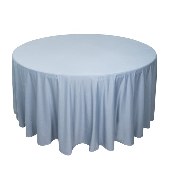120inch Dusty Blue Premium Scuba Wrinkle Free Round Tablecloth, Scuba Polyester Tablecloth