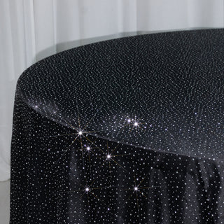 Black Scuba Rhinestone Round Tablecloth 120" Black Scuba Rhinestone Round Tablecloth 120"
