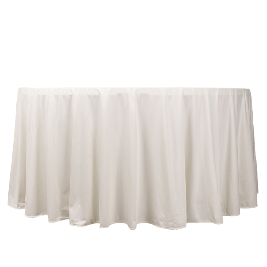 120inch Ivory Premium Scuba Round Tablecloth, Wrinkle Free Polyester Seamless Tablecloth