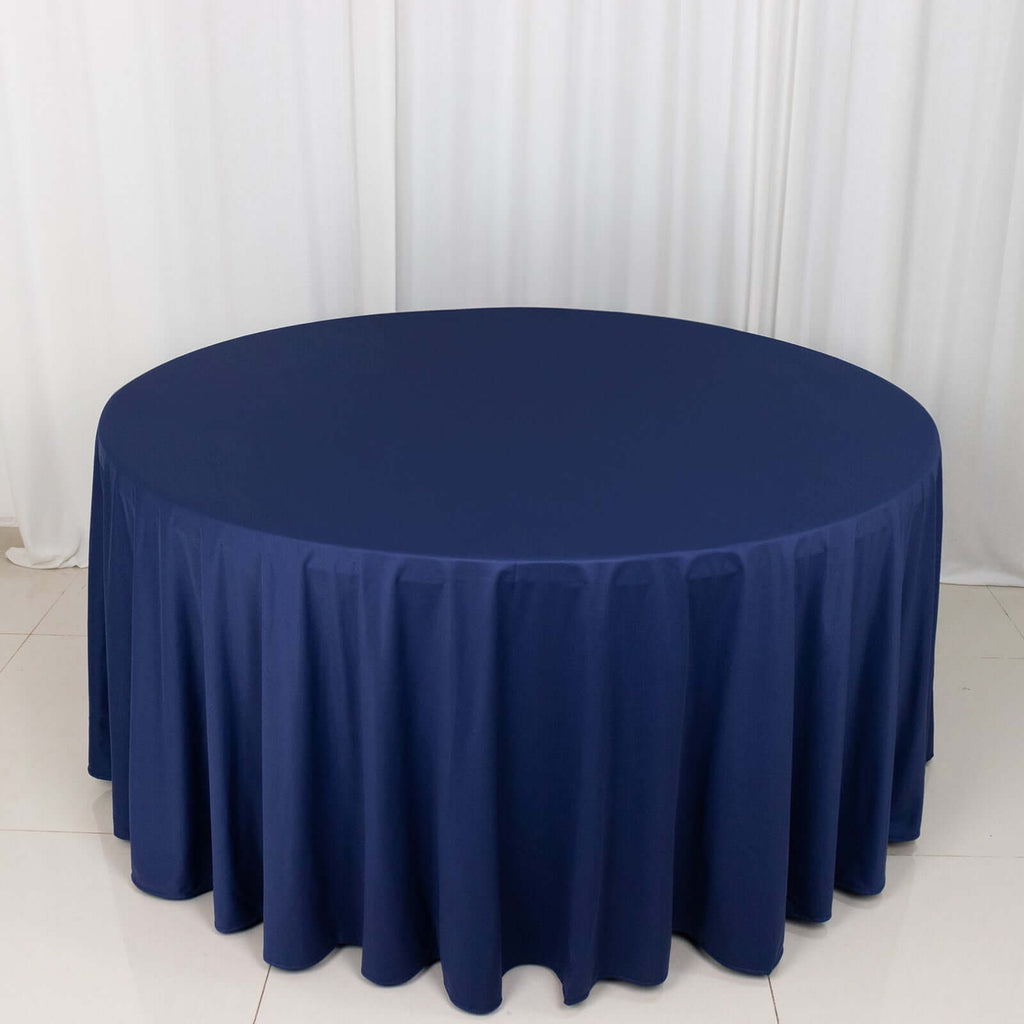 Premium Scuba Round Tablecloth 120" Navy Blue by TableclothsFactory.com Premium Scuba Round Tablecloth 120" Navy Blue by TableclothsFactory.com