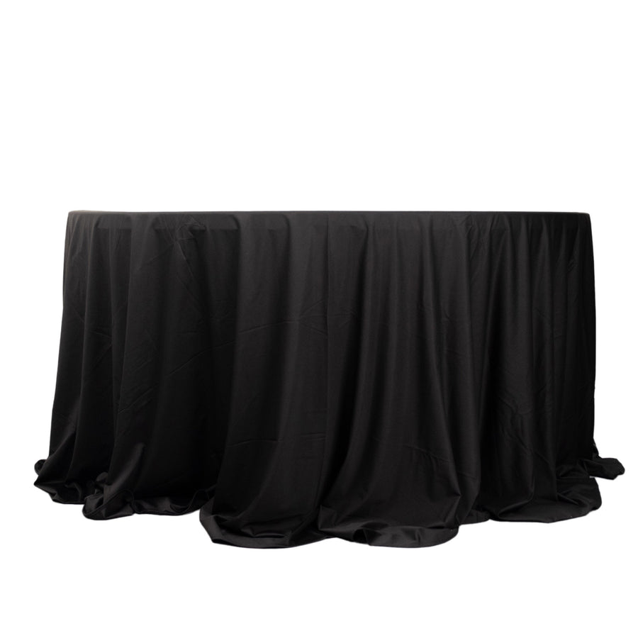 132inch Black Premium Scuba Round Tablecloth, Wrinkle Free Polyester Seamless Tablecloth