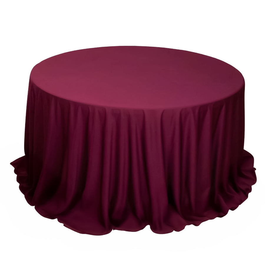 132inch Burgundy Premium Scuba Wrinkle Free Round Tablecloth, Scuba Polyester Tablecloth